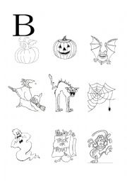 English Worksheet: Halloween vocabulary and picture sheet