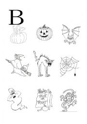 Halloween vocabulary and picture sheet