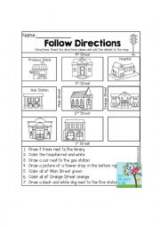 English Worksheet: giving directions