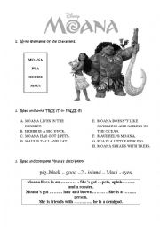 Moana Worksheet