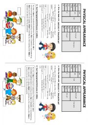 English Worksheet: Physical Appearance - am/is/are or have got/has got?