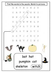 English Worksheet: Very easy halloween wordsearch