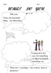 English Worksheet: back to school : what do you expect from this school year?