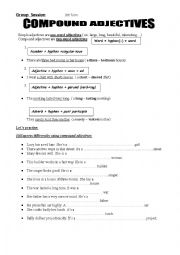 English Worksheet: compound adjectives