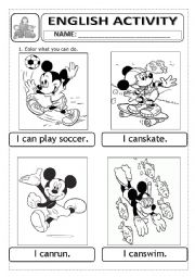 English Worksheet: Abilities with can