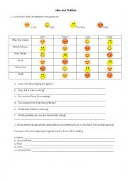 English Worksheet: Likes and Dislikes