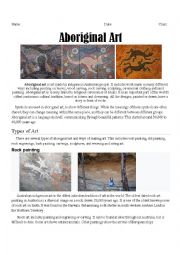 English Worksheet: Aboriginal art worksheet