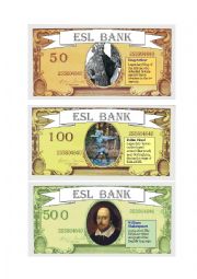 English Worksheet: ESL bank notes