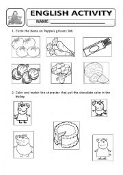 English Worksheet: Grocery List - Peppa Pig