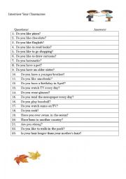 English Worksheet: Interview your classmates