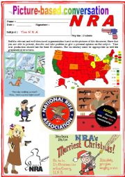 English Worksheet: Picture based conversation.  NRA. (Debating) 38/