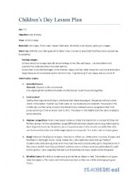 English Worksheet: Chindrens Day lesson Plan