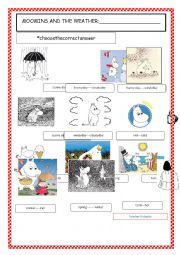 English Worksheet: moomins and the weather
