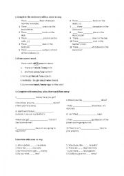 English Worksheet: a, an, some or any