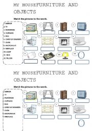 English Worksheet: Furniture and objects