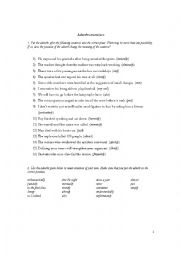English Worksheet: Adverbs position exercises