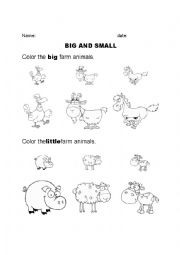 Big and Small Worksheet: Animals