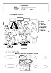 English Worksheet: test family