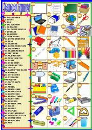 English Worksheet: School things : matching