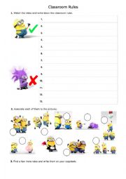 English Worksheet: Class Rules - Minions