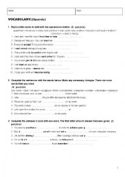 English Worksheet: Vocabulary and Grammar diagnostic test