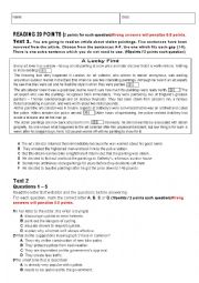 English Worksheet: Reading diagnostic test