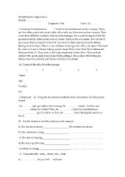 English Worksheet: diagnostic test 