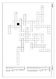 English Worksheet: NUMBERS  1 TO 100 CROSSWORDS