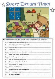 English Worksheet: A scary Dream!