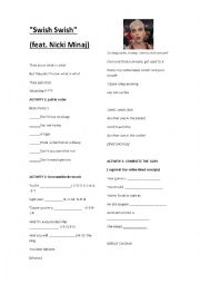 English Worksheet: Swish swish song by Katy Perry