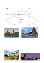 English Worksheet: UKs main cities