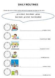 English Worksheet: Daily routines