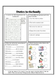 English Worksheet: Duties in the family