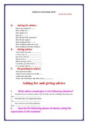 English Worksheet: Asking for advice