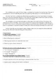 English Worksheet: reading comprehension