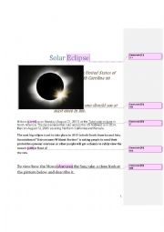 English Worksheet: Solar Eclipse of 2017