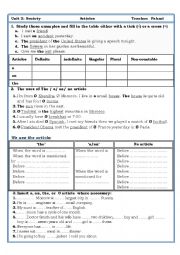 English Worksheet: articles