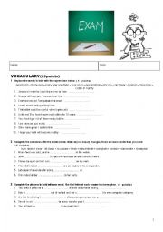 English Worksheet: Vocabulary and Grammar B1 Test