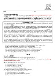 English Worksheet: Reading B1 Test