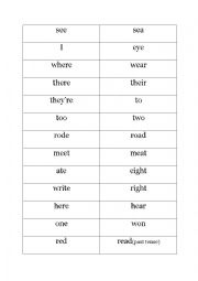 English Worksheet: Homophones: easy