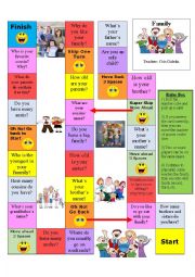 English Worksheet: Family Conversation Board Game-Edited and Editable-Rules included