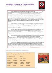 English Worksheet: Grammar Vigilante - FCE part 1 story, debate and corrections exercise