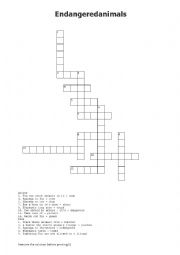 Endangered animals - crossword