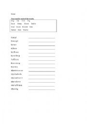 English Worksheet: At the Farm Word Unscramble