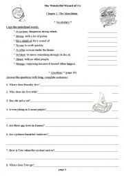 English Worksheet: Wizard of Oz  Chapter 1 