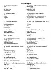 English Worksheet: Australia Quiz