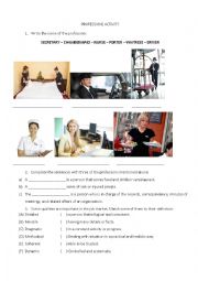 English Worksheet: PROFESSIONS ACTIVITY