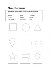English Worksheet: shape names