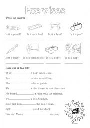 English Worksheet: School supplies-exercises