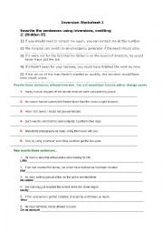 English Worksheet: Inversion